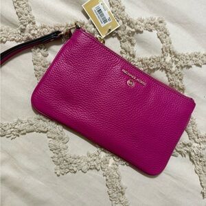Michael Kors Fuchsia Hot Pink Leather Wristlet